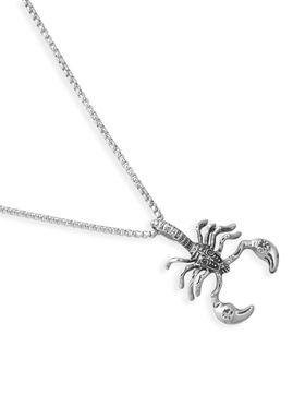 Кулон-амулет «Помпеи» скорпион, цвет чернёное серебро, 70 см