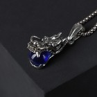 Кулон-амулет «Помпеи» дракон, цвет синий в чернёном серебре, 70 см - фото 9194532