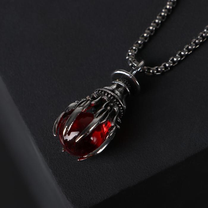 Кулон-амулет «Помпеи» символ, цвет красный в чернёном серебре, 70 см