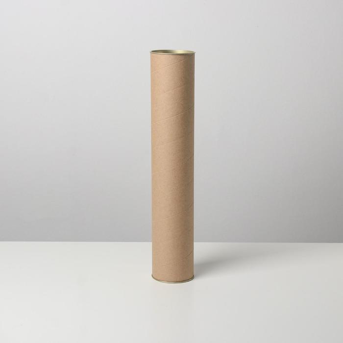 Тубус 63×350 мм (330 мм внутренняя высота),плотный картон, металлическая крышка - Фото 1