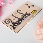 Конверт деревянный резной "Поздравмяуем!" три кота - фото 21219671