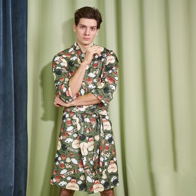 Халат мужской Этель «Генеральская банька» рукав 3/4, размер 46-48, вафля 200 г/м², 100% хлопок