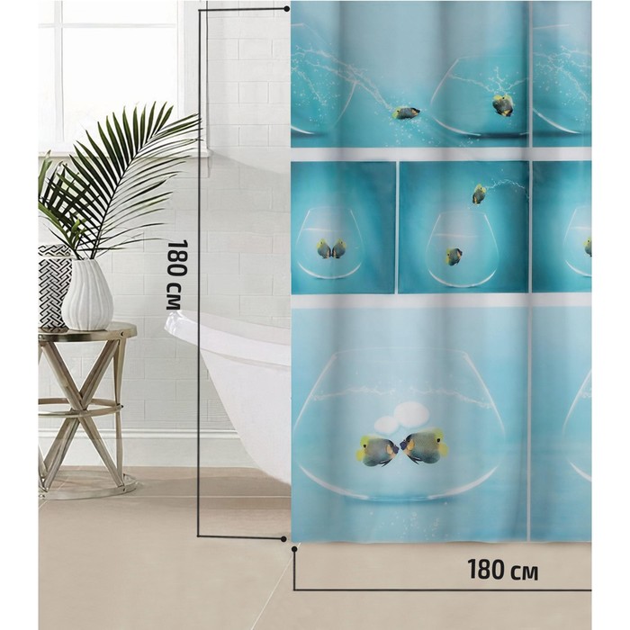 Штора для ванны Доляна «Аквариум», 180×180 см, EVA - фото 1889552141