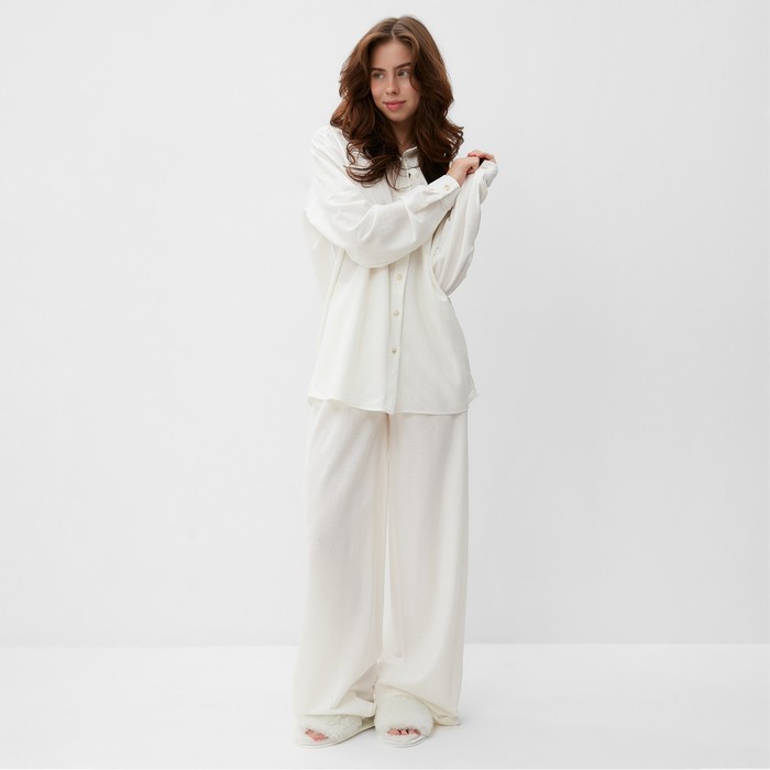 Костюм женский (сорочка, брюки) MINAKU цвет белый, р-р 42 - фото 1908659867