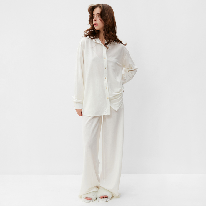 Костюм женский (сорочка, брюки) MINAKU цвет белый, р-р 42 - фото 1908659872