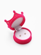 Футляр бархатный под кольцо, серьги «Корона», 5.5×5.5×4.5, розовый, вставка белая - Фото 6