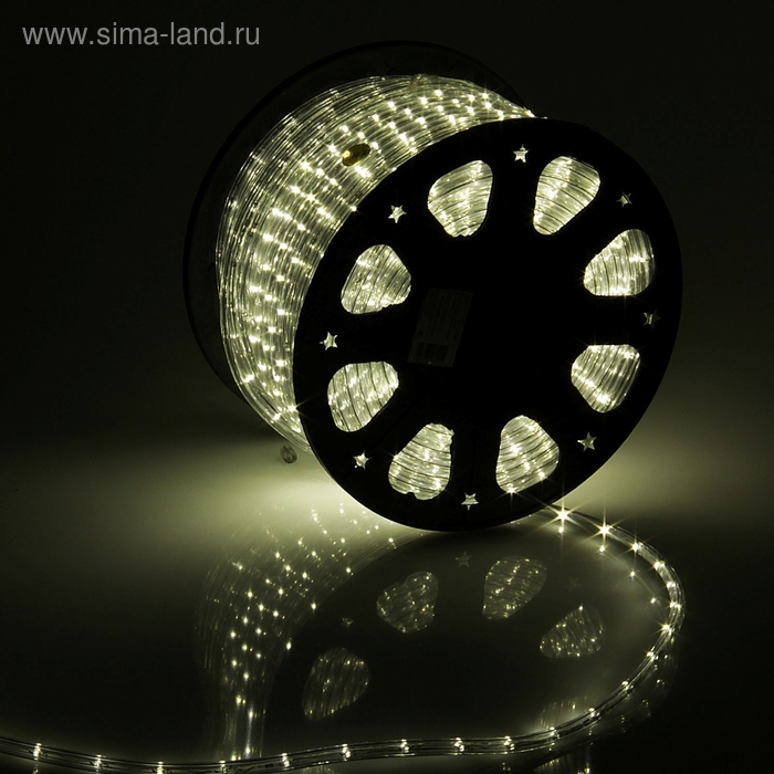 Световой шнур Luazon Lighting 11 мм, IP65, 100 м, 24 LED/м, 220 В, 2W, постоянное свечение, свечение тёплое белое - Фото 1