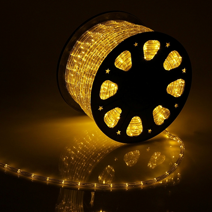 Световой шнур Luazon Lighting 11 мм, IP65, 100 м, 24 LED/м, 220 В, 2W, постоянное свечение, свечение жёлтое - фото 2041075
