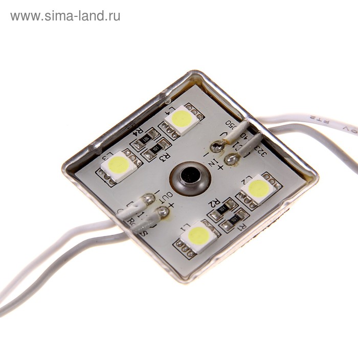 Светодиодный модуль SMD5050, 4 LED, 45x45x4, IP65, БЕЛЫЙ - Фото 1