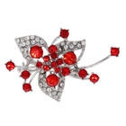 Брошь «Цветок» лилия цвет красно-белый в серебре - Фото 1