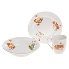 Набор детской посуды "Зоопарк", 3 предмета: тарелка 17,5 см, миска 250 мл (d=17,5 см), кружка 260 мл - Фото 8