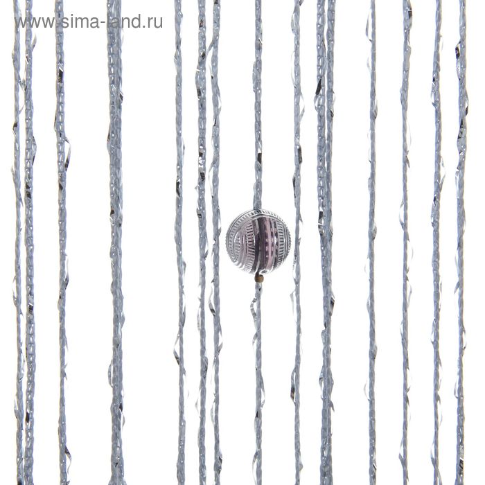 Штора нитяная с бусинами 100х200 см "Диско", цвет серебро - Фото 1