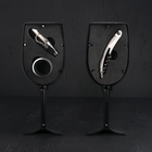 Набор для вина «Бокал», 3 предмета: кольцо, каплеуловитель, штопор - фото 8381859