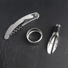 Набор для вина «Бокал», 3 предмета: кольцо, каплеуловитель, штопор - Фото 3