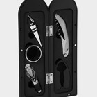 Набор для вина в кейсе Доляна «Бутылка», 5 предметов: пробка, кольцо, каплеуловитель, штопор, нож для срезания фольги - Фото 3