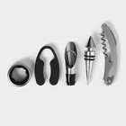 Набор для вина в кейсе Доляна «Бутылка», 5 предметов: пробка, кольцо, каплеуловитель, штопор, нож для срезания фольги - Фото 4