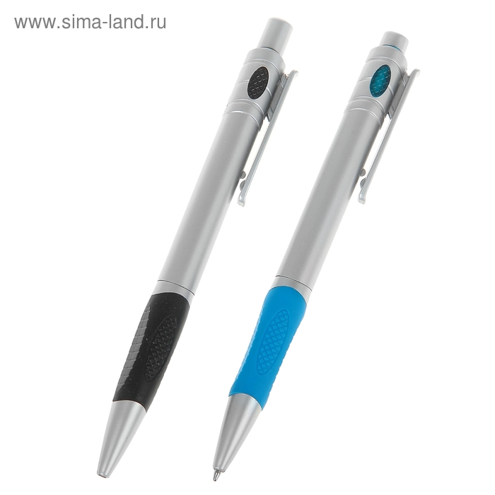 Ручка шариковая автоматическая "Школьная" с синим резиновым держателем, стержень синий - Фото 1