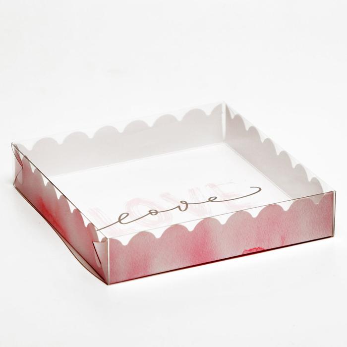Коробочка для печенья с PVC крышкой, "Нежная любовь", 15 х 15 х 3 см - Фото 1