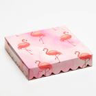 Коробочка для печенья с PVC крышкой, "Фламинго", белый, 15 х 15 х 3 см - Фото 2