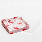 Коробочка для печенья с PVC крышкой, "Фламинго", белый, 15 х 15 х 3 см - Фото 3