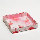 Коробочка для печенья с PVC крышкой, "Фламинго", белый, 15 х 15 х 3 см - Фото 4