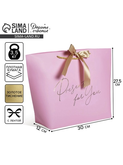 Пакет подарочный, упаковка, «Present for you», 30×27.5×12 см