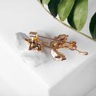 Брошь «Цветок» роза с бусиной, цвет белый в золоте - Фото 2