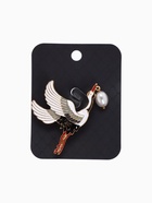 Брошь «Аист» с жемчугом, цветной в золоте - Фото 4