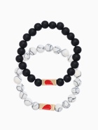 Браслеты парные из бусин «Неразлучники. Сердце», d=6.5 см, набор 2 шт. шар №8, чёрный, белые - Фото 1