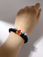 Браслеты парные из бусин «Неразлучники. Сердце», d=6.5 см, набор 2 шт. шар №8, чёрный, белые - Фото 2