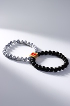 Браслеты парные «Неразлучники» сердце с бусинами, чёрно-белые, шар №8, d=6.5 см - Фото 4