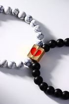 Браслеты парные «Неразлучники» сердце с бусинами, чёрно-белые, шар №8, d=6.5 см - Фото 7