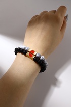 Браслеты парные «Неразлучники» сердце с бусинами, чёрно-белые, шар №8, d=6.5 см - Фото 4