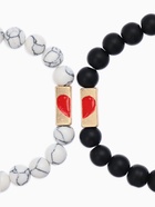 Браслеты парные «Неразлучники» сердце с бусинами, чёрно-белые, шар №8, d=6.5 см - Фото 4