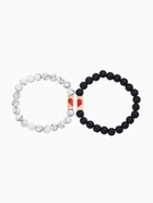 Браслеты парные «Неразлучники» сердце с бусинами, чёрно-белые, шар №8, d=6.5 см - Фото 3