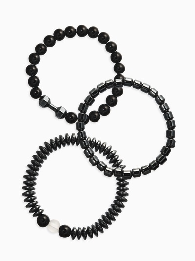 Браслеты «Гематит», набор 3 шт. d=7 см, чёрные