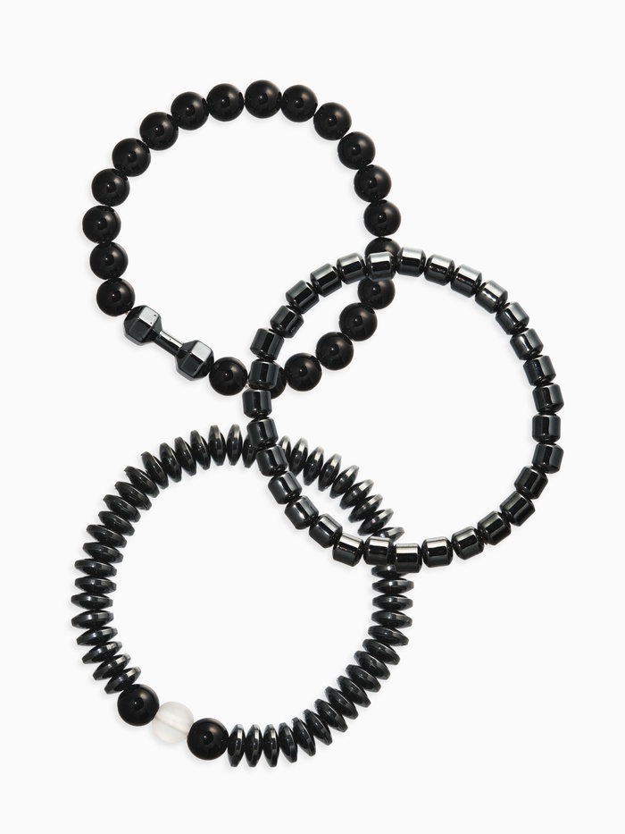 Браслеты «Гематит», набор 3 шт. d=7 см, чёрные - Фото 1