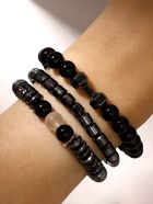 Браслет унисекс набор 3 шт "Гематит" гантели, цвет серо-чёрный - фото 809333085