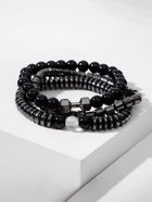 Браслет унисекс набор 3 шт "Гематит" гантели, цвет серо-чёрный - фото 809333086