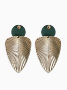 Серьги металл "Геометрия" линии, цвет золотой в тёмно-зелёном - фото 809297530