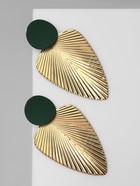 Серьги металл «Геометрия» линии, цвет золотой в тёмно-зелёном - Фото 5