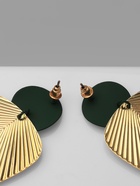 Серьги металл "Геометрия" линии, цвет золотой в тёмно-зелёном - фото 809297534