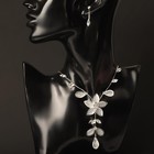 Набор 2 предмета: серьги, колье «Утончённость» зимний цветок, белый в серебре, 40см - фото 9195089