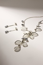 Набор 2 предмета: серьги, колье «Утончённость» зимний цветок, белый в серебре, 40 см - Фото 2