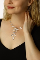 Набор 2 предмета: серьги, колье «Утончённость» зимний цветок, белый в серебре, 40 см - Фото 4