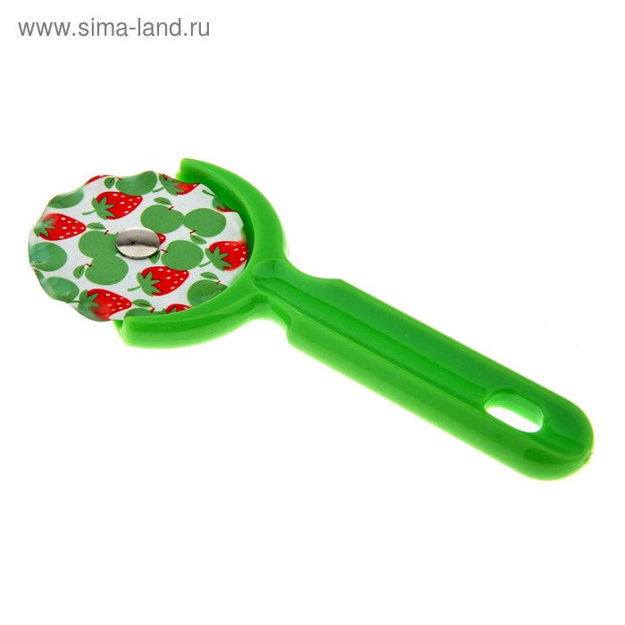 Нож для пиццы и теста с антиналипающим покрытием 17 см "Клубника", ребристый - Фото 1