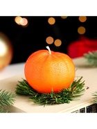 Свеча декоративная «Новогодний мандарин», 6×6×6 см - Фото 2