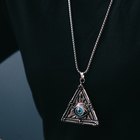 Кулон-амулет «Помпеи» всевидящее око, цвет голубой в чернёном серебре, 70 см - фото 7095710