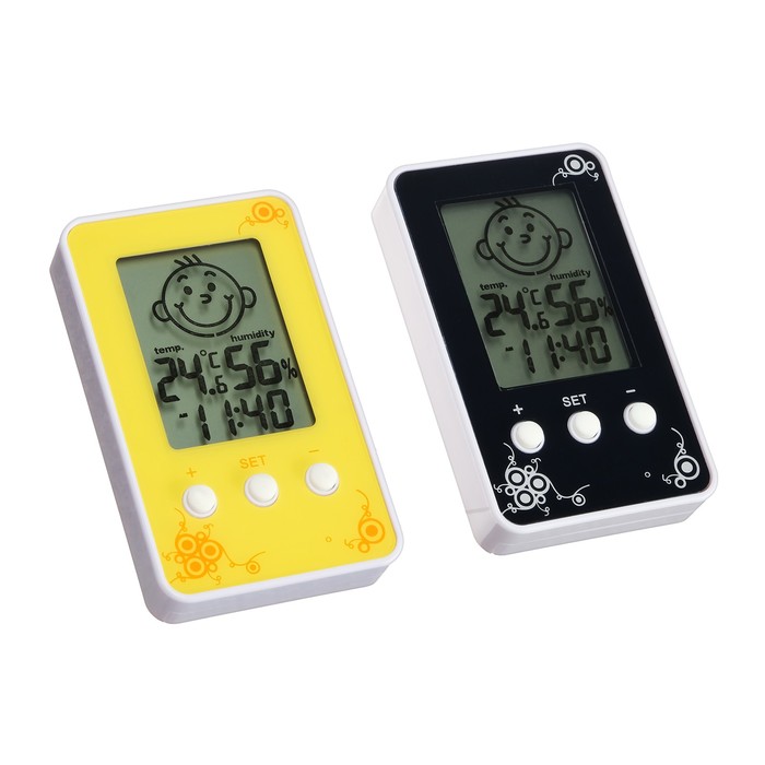 Термометр Luazon LTR-12, электронный, указатель влажности, часы, МИКС - фото 1881736920