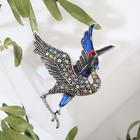 Брошь «Журавль», цвет сине-фиолетовый в чернёном серебре - Фото 1